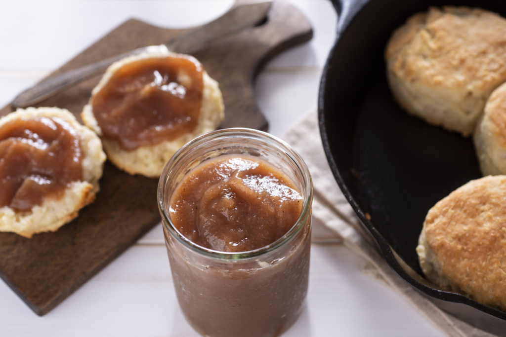 Homemade Apple Butter with Cast Iron Skillet Biscuits