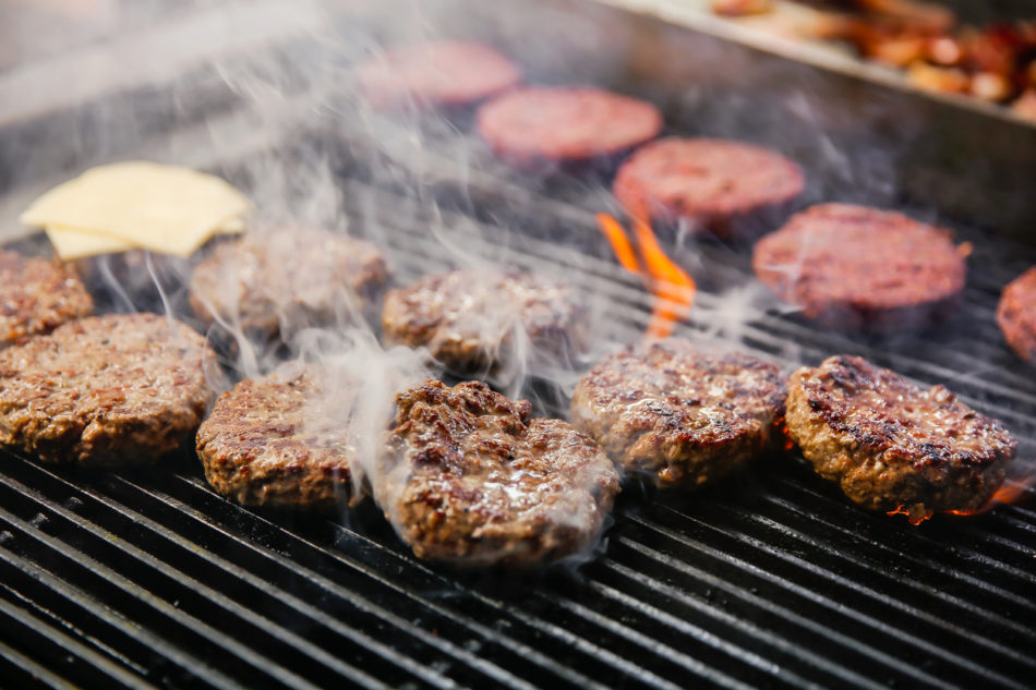 Cheeseburgers on the grill