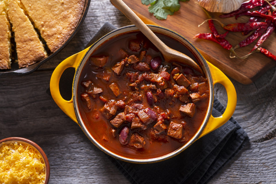 Homemade Chicken Chili with Corn Bread