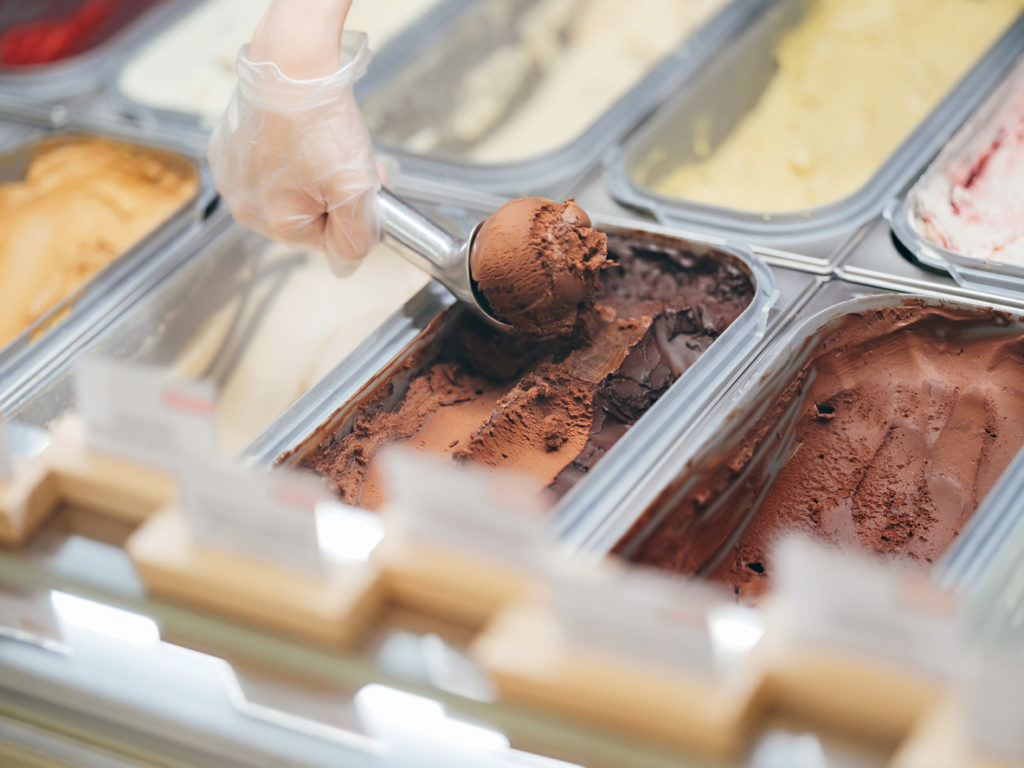 close up of scooping ice cream