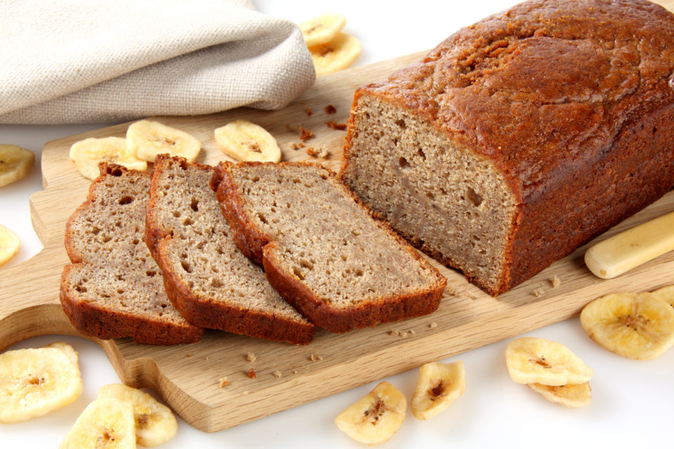 Freshly baked loaf of banana bread